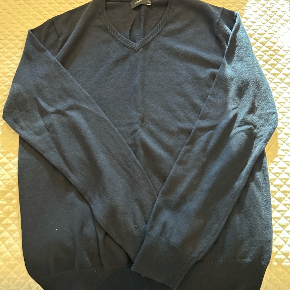 Men's J. Crew Factory navy v neck sweater. Worn once. Cotton blend.